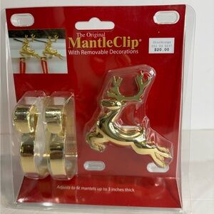 Gold reindeer mantle clips